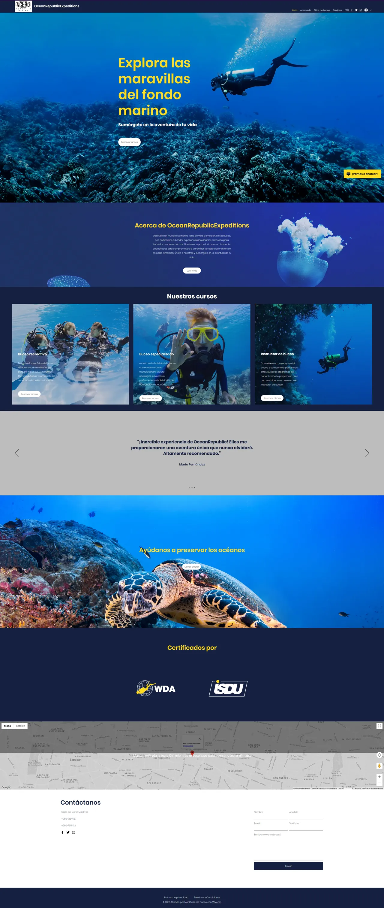 Ocean World Expeditions antes del rediseño