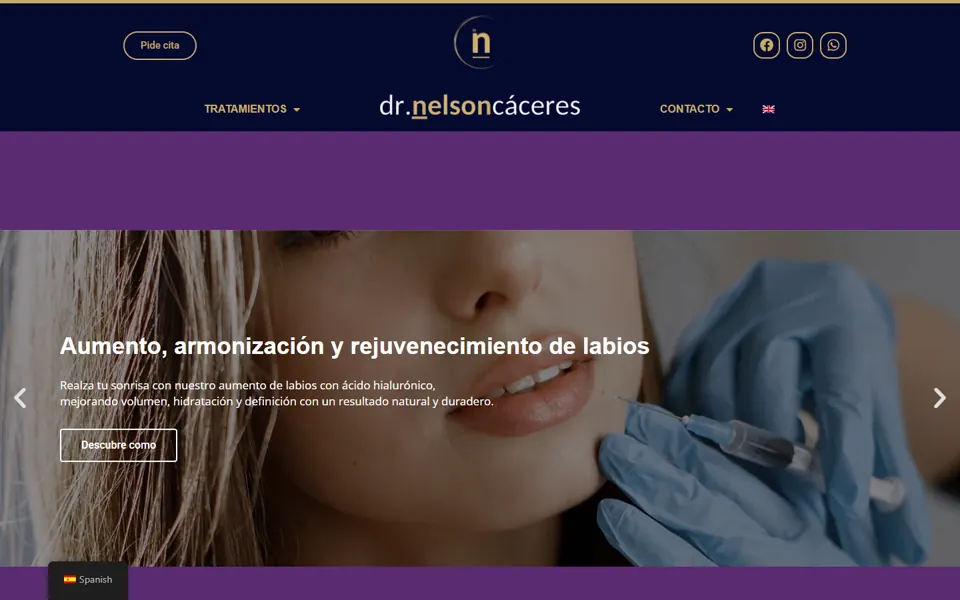Captura de la web de Dr. Nelson Cáceres
