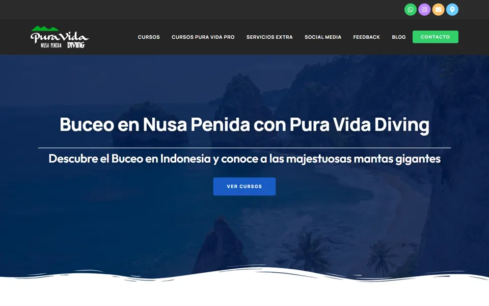 Captura de la web de Pura Vida Nusa Penida Diving