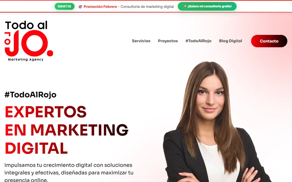 Captura de la web de TodoAlRojo Marketing